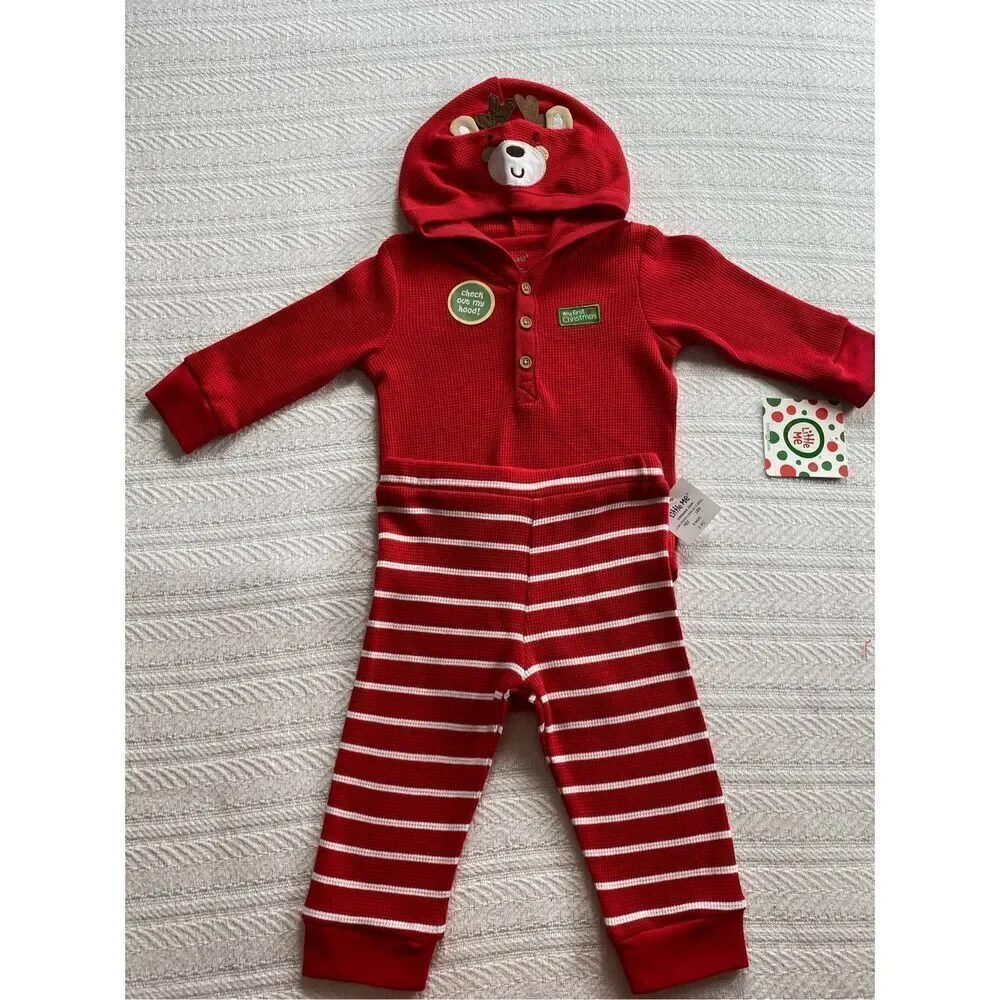 Little Me 9M “My First Christmas” Deer Christmas 2 Piece Set